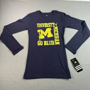 Adidas University of Michigan Long Sleeve Shirt Youth M 10/12 Go Blue NWT